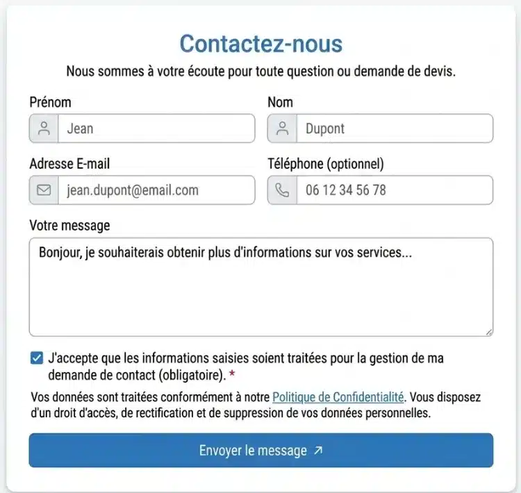 Formulaire de contact